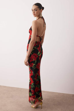 K?rm?z?-Cok Renkli Astarl? Tul Abiye Elbise TPRSS25AE00192 - Trendyolmilla фото 9