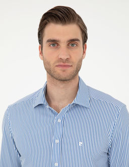 Mavi _izgili Ex. Slim Fit Uzun Kollu G_mlek