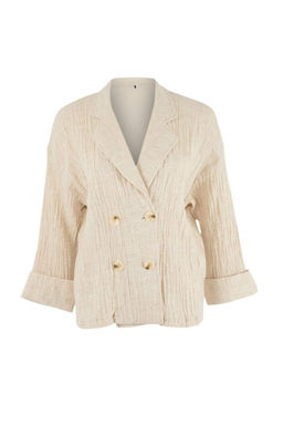 Beyaz Muslin Astars?z Tek Beden Oversize Ceket TWOSS26BC00037