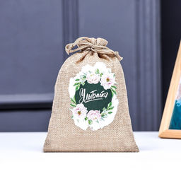 Цена за 5 шт. Мешок подарочный с термонаклейкой Улыбайся 13 x 18 см