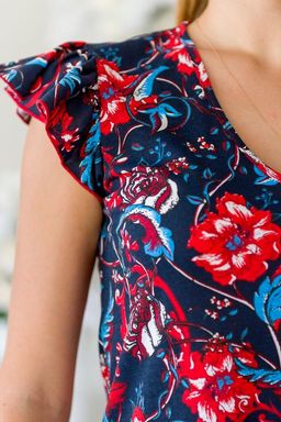 Платье женское из кулирки Элиза сине-красный - Амадэль фото 4