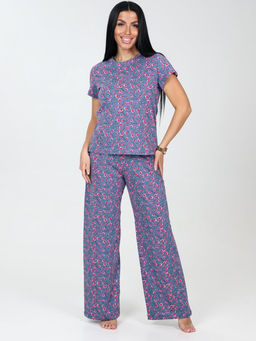 616 ЖЕНСКАЯ ПИЖАМА ТРОЙКА (Индиго(цветочки)) - А-дина фото 2