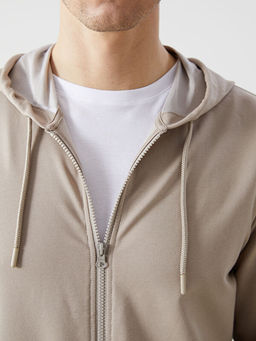 Kap??onlu Uzun Kollu Erkek Fermuarl? Sweatshirt