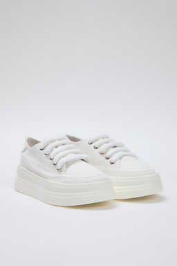 Trendyol Shoes Siyah Kanvas Bagc?kl? Yuksek Taban Kad?n Retro Spor Ayakkab? TAKSS25SN00010 - Trendyolmilla фото 6