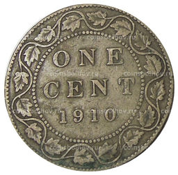 Монета 1 цент 1910 года Канада