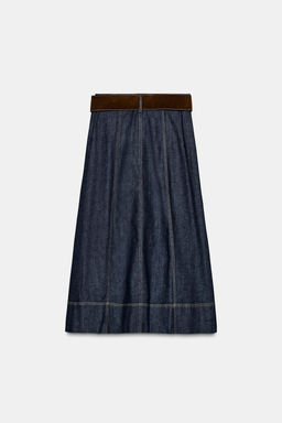 Z1975 MIDI DENIM WRAP SKIRT WITH BELT - Zara фото 7