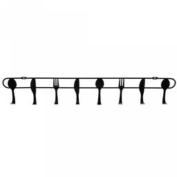 Вешалка-планка металлическая, окрашенная 8 крючков, "Кухня" 47х3,5х7,8см, цвет - черный матовый (Китай)