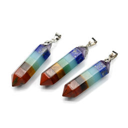 Подвеска Маятник карандаш 10*42мм из самоцветов 7 чакр