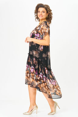 Платье Svetlana Style 2218 черный+рыжие цветы