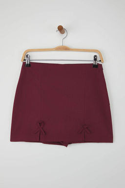 TRENDYOLMILLA Gri Fiyonk Detayl? Y?rtmacl? Mini Dokuma Sort Etek TWOAW25SR00021  фото 5