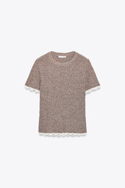 CONTRAST CUT KNIT T-SHIRT - Zara фото 5