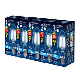 SKY серия Форма "Свеча" LED-C35-11W/4000K/E14/CL PLS02WH Набор из 5штук