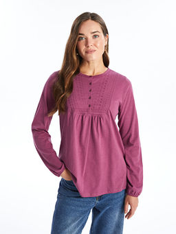 Bisiklet Yaka Nak??l? Kad?n Bluz