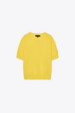 SHORT SLEEVE KNIT LINEN BLEND TOP - Zara фото 13