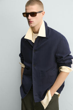 SOBRECAMISA RELAXED FIT ALGOD?N - LINO / Marino - Zara фото 6