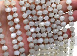 Бусины из белого натурального лунного камня рондель граненый 7*5мм, 38см, 47 бусин Радуга камня