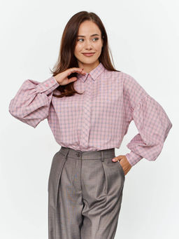 Блузка женская дл. рук. T-lab TL-B-006P-0275-розовый клетка  фото 7