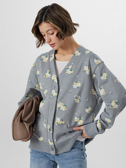 Кардиган серый с цветочным принтом - Mark formelle фото 6