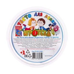 Цена за 2 шт. Тесто для лепки «Игротека», 12 цветов, 360 г, в пакете, МИКС