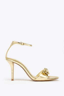 METALLIC-EFFECT BOW HIGH-HEEL SANDALS - Zara фото 6