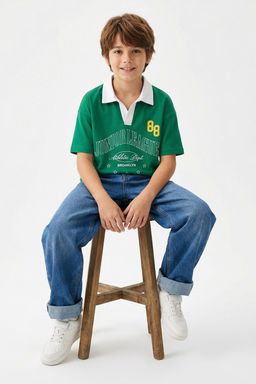 Beyaz Erkek Cocuk %100 Pamuk Slogan Bask?l? Polo Yaka K?sa Kol Orme T-Shirt TKDSS25TS00080 - Trendyolmilla фото 5