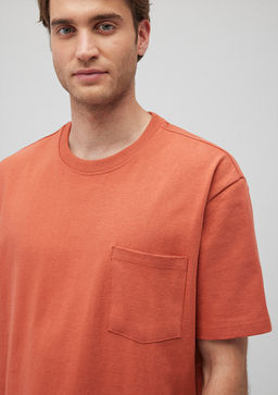 Cep Detayl? Turuncu Basic Tisort - Mavi фото 5