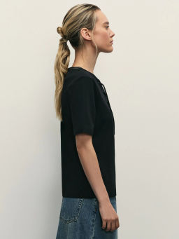 Футболка из хлопка со шнуровкой / Zarina фото 4