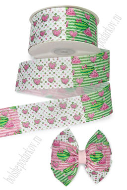 Лента репсовая 4 см*25 ярд с рисунком "Ассорти" SF-7479, №10