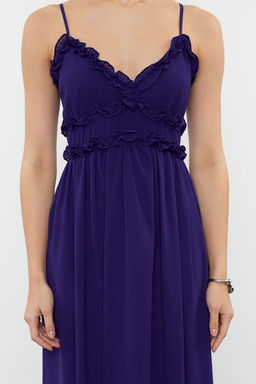 TRENDYOLMILLA Ekru Cicek Desenli A-Kesim F?rf?r Detayl? Astarl? Sifon Maxi Dokuma Elbise TWOSS23EL02013 фото 43