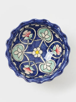 Конфетница узбекская Риштанская Керамика «Цветы», 13 см, синяя