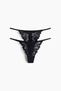 Pack de 2 bragas thong con detalles bordados