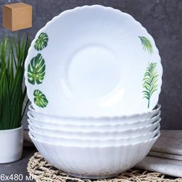 Набор суповых тарелок 6 штук 480 мл 155 мм тарелка глубокая / TW-60XN (7242) /уп 12/ Монстера