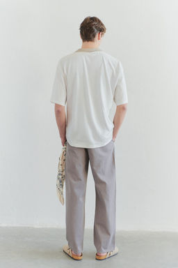 TRENDYOL MAN Limited Edition Ekru Oversize/Genis Kesim Ozel Nak?sl? Polo Yaka T-shirt TMNSS25PO00030 - Trendyolmilla фото 3
