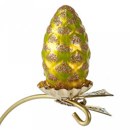 Елочная игрушка фигурка стеклянная "Шишка на лягушке-3" д3,6см, h8,2см, ручная художественная роспись, подарочная упаковка (Россия)