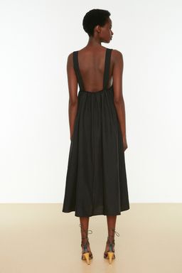 Siyah Shift/Duz Kesim Ask?l? Midi Dokuma Elbise TWOSS22EL1172 - Trendyolmilla фото 5