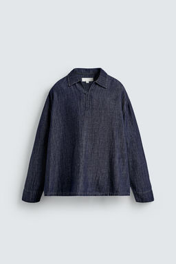 DENIM COTTON-LINEN SHIRT - Zara фото 7