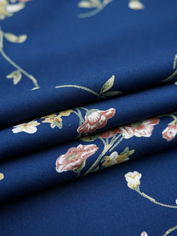 Штапель Премиум Вечерний букет цв.темно-синий, ш.1.45м, вискоза-100%, 120гр/м.кв - Купава фото 3