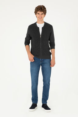 Мужской базовый трикотажный кардиган антрацитового меланжа - U.s. polo assn фото 11