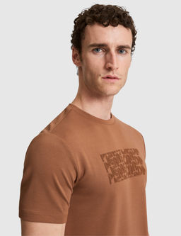 A__k Kahverengi Regular Fit Bisiklet Yaka Ti__rt