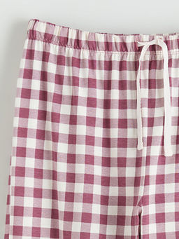 Beli Lastikli Ekose Kad?n Pijama Alt?