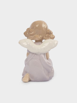 Статуэтка, 10 см, фарфор P, молочно-лиловая, Ангел с букетом, Lady