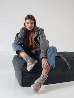 Ботинки 228.V.1541be. Каменный замша/Мех