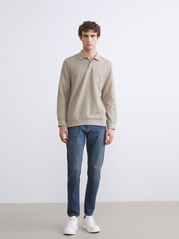 Polo Yaka Uzun Kollu Erkek Sweatshirt