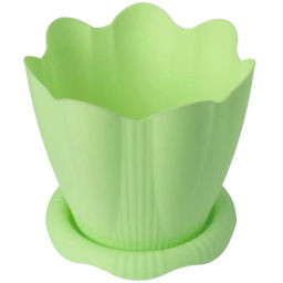 Цена за 3 шт. Горшок для цветов пластиковый 1,5л d-16см "Эдельвейс" с поддоном микс С191К