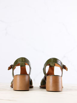 Босоножки 5038.23663bе.Зеленый наплак+оливковая замша