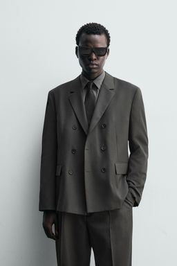 DOUBLE-BREASTED WOOL BLEND SUIT BLAZER - Zara фото 2