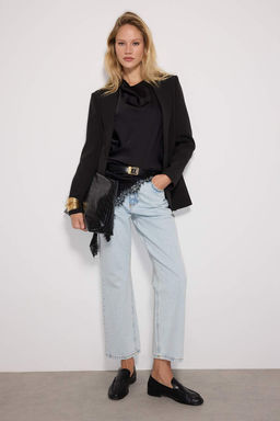 TRENDYOLMILLA Mavi Yuksek Bel Straight Jeans TWOSS23JE00089  фото 18