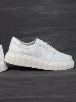 05-PDA97-1 WHITE Кроссовки женские (натуральная кожа)