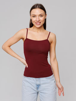 Женская майка на бретелях Lingeamo темно-бордовая ЛТ-07 (28)  фото 4