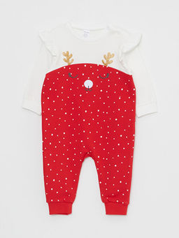 Bisiklet Yaka Uzun Kollu Y?lba?? Temal? K?z Bebek Tulum